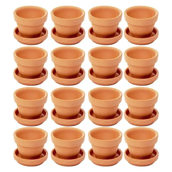 1.9 in 16-Pack Small Terra Cotta Mini Pots with Saucers and Drainage Hole, Paintable Pottery for Succulents, Plants, Flowers, Cactus, Garden Nursery, and Wedding Decor {5}
