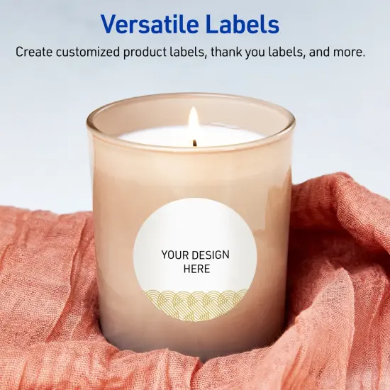 Avery Printable Round Labels with Sure Feed Technology, Pre-Printed Gold Lace Trim Pattern, Matte White, 3" Diameter, Laser & Inkjet Compatible, 60 Total, Great for Branding, Marketing, and Events {6}