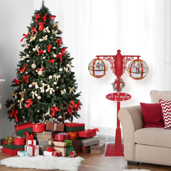 Northlight 74" Lighted Red and Gold Musical Double Christmas Street Lamp {3}