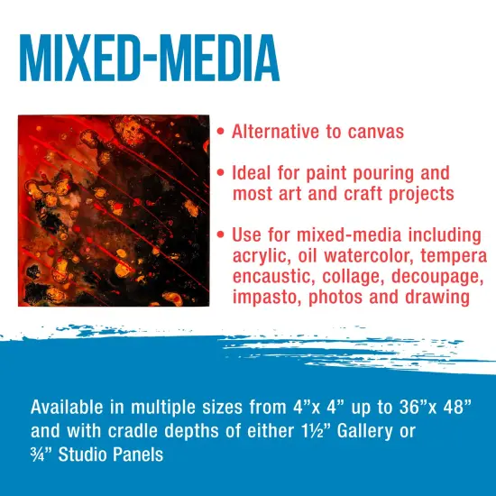 Unfinished Cradled Wood Panels for Painting, 2 Pack of 18x18 inch - Gallery Birch Wooden Canvas Boards 1-1/2" Deep - Mixed-Media Craft, Acrylic, Oil, Encaustic, Paint Pouring {5}