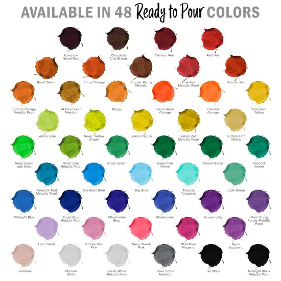 48 Color Metallic Ready to Pour Acrylic Pouring Paint Set, 2oz Bottles, Acrylic Paint Pour Supplies - Silicone Oil & Gloss Medium, Premium Pre-Mixed High Flow 8-Ounce Bottles {4}