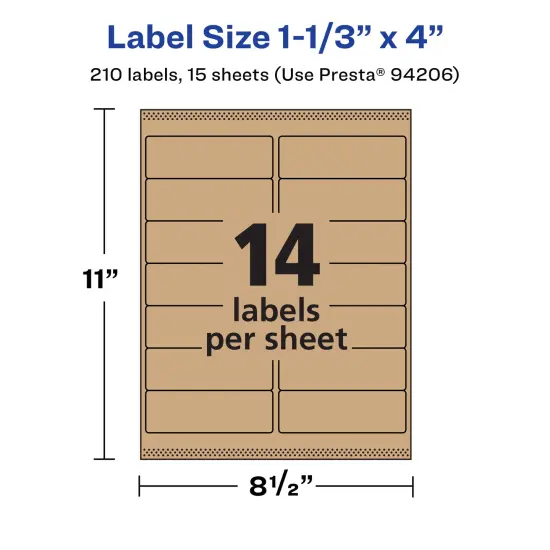 Avery Kraft Brown Rectangle Labels with Sure Feed, 1-1/3" x 4" {5}