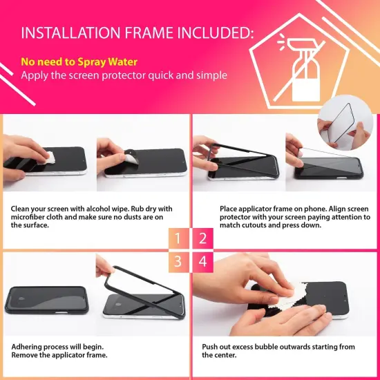 Insten 2-Pack Glass Screen Protector Compatible with iPhone 13 Pro Max 6.7", 9H Hardness Tempered Glass Film, HD Clear, With Easy Installation Frame, Scratch Resistant, Case Friendly {5}