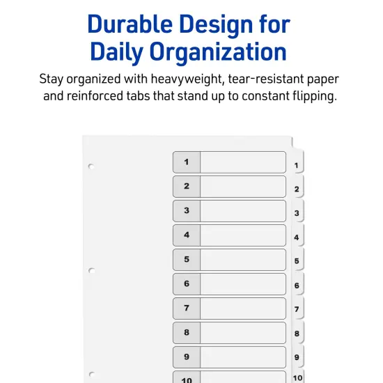 Avery Dividers for 3 Ring Binders, 10 Tabs per Set, Customizable Table of Contents, Classic White Tabs (6 Sets of 11823) {5}