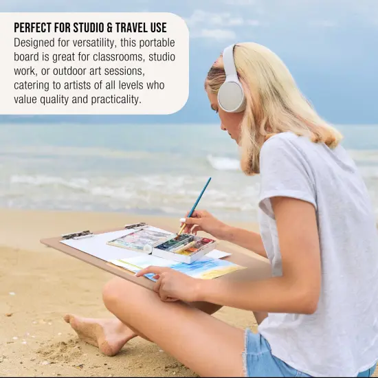 18" x 18" Artist Sketch Tote Board - Lightweight Hardboard Drawing Board with Handle, Clip & Rubber Band for Art, Sketching, Travel, Studio {6}