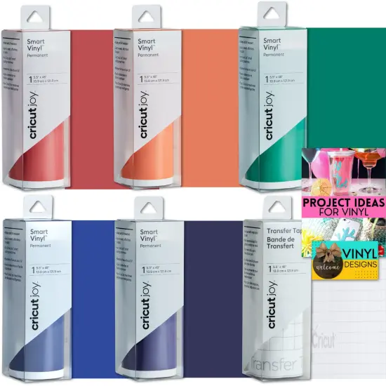 Cricut Joy Smart Permanent Adhesive Vinyl Rolls, Rainbow Color Bundle {1}
