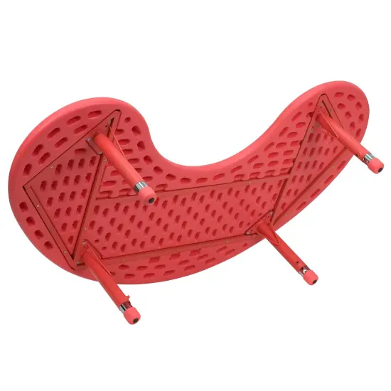 Emma and Oliver 35"W x 65"L Half-Moon Plastic Height Adjustable Activity Table Red {6}