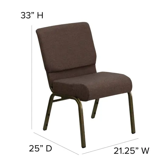 Emma and Oliver Stacking Auditorium Chair with 21" Seat BrownFabric/GoldVein {4}