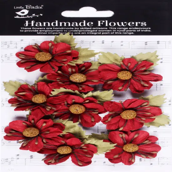 Little Birdie Wendy Paper Flowers 9/Pkg-Cardinal Red {1}