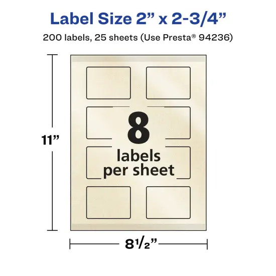 Avery Pearlized Ivory Rectangle Labels with Sure Feed Technology, Print-to-the-Edge, 2" x 2.75" {5}