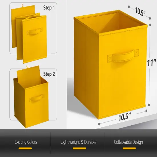 Sorbus Fabric Storage Cube 1 Pc - 11 Inch Foldable Storage Baskets for Shelves and Cubbies Dark yellow {3}