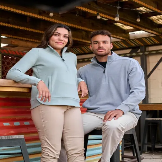 J America&reg; Ladies Element Fleece Quarter-Zip ALMOND {3}