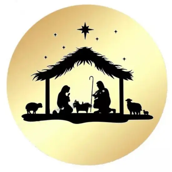 Kitcheniva Christmas Nativity Gold Foil Envelope Seal Stickers 1.2" to 2.5" {1}