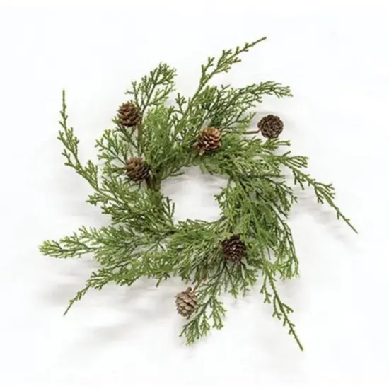 Western Cedar & Pinecone Candle Ring 3.5" {1}