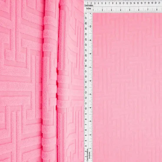 1 Yard Geo Towel Jacquard Knit Fabric 250 GSM, 58/59&Prime; Wide Polyester Spandex Blend FUCHSIA {9}