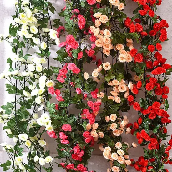 7.5Ft Artificial Vines Flowers Hanging Rose Vine {6}