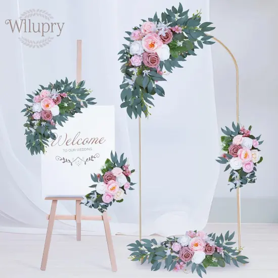 2PCS Artificial Flower Floral Swag for Decoration,Wedding Welcome Sign,Wedding Arch Flowers {4}