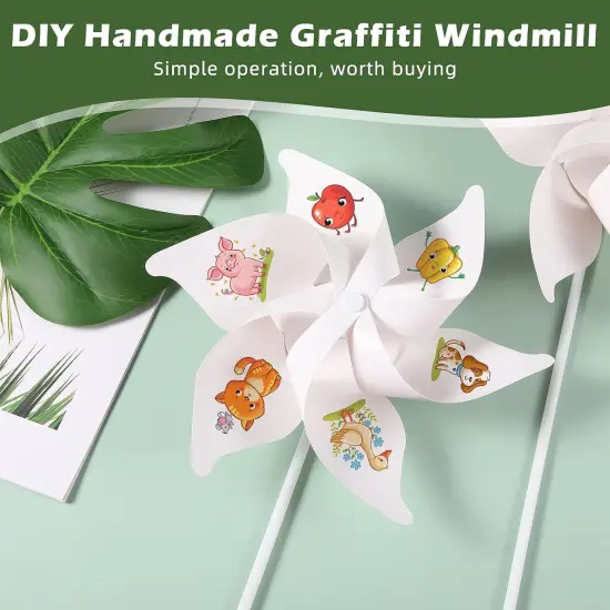 36 Pcs DIY Pinwheels Blank Paper Pinwheels for Kids Color Your Own Summer Crafts {3}