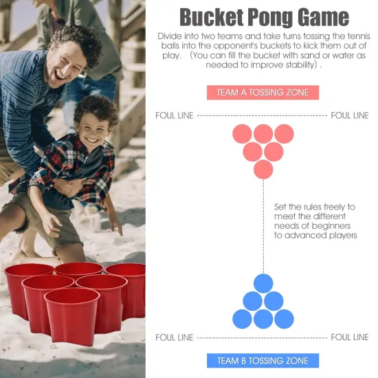 Giant Yard Pong Game Set with 12 Buckets and 2 Balls Outdoor Indoor Party Game for All Ages {5}