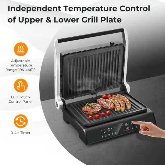 3-in-1 Electric Panini Press Grill with LED Touch & Auto Modes {5}