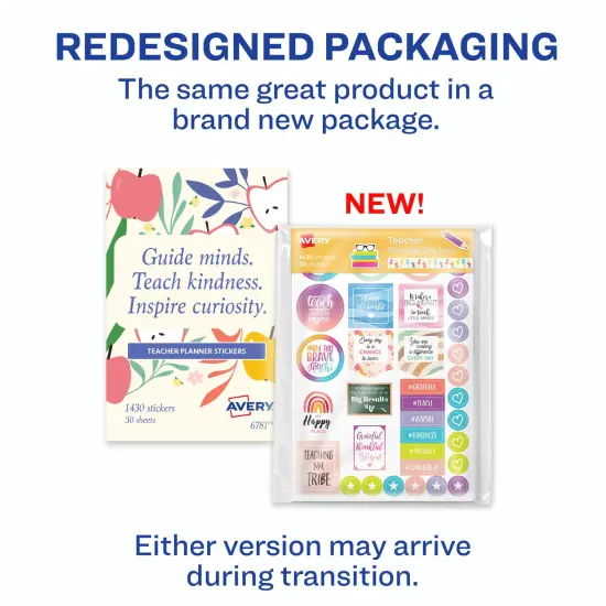 Avery Teacher Planner Stickers Pack, 30 Sheets of Teacher Planner Stickers, Set of 1,430 Stickers for Your Planner, Journal or Calendar (6781) {2}
