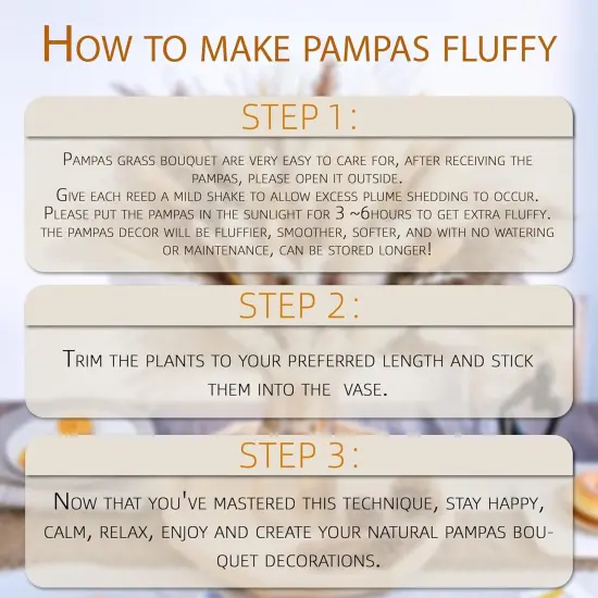 120PCS Natural Pampas Grass Decor Bouquet | Boho Dried Floral Arrangement Centerpiece Table Decor Wedding Decor Rustic Decor {4}