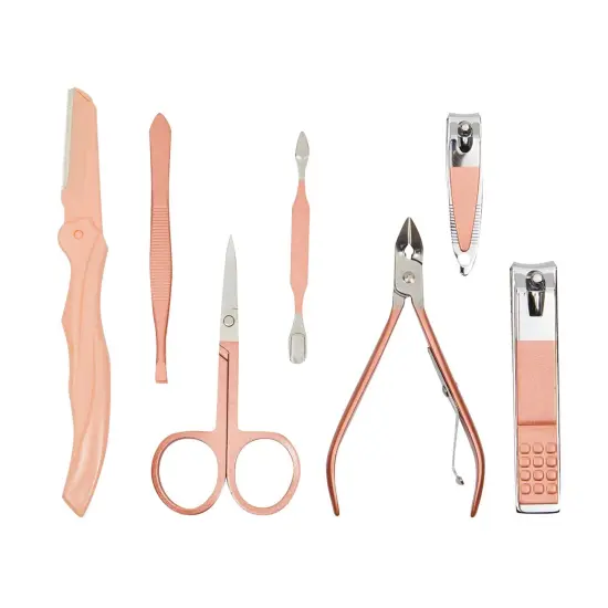 Okuna Outpost Pink Manicure Pedicure Kit, 23-in-1 Nail Clipper Set for Women (Includes Travel Case) {7}