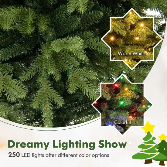 Costway 5/6/7 FT Pre-Lit Christmas Tree Hinged with 250/350/470 Multi-color Lights {6}