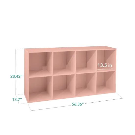 Best Choice Products 8-Cube Bookshelf, 13.5in Display Storage System, Organizer w/ Removable Back Panels Light Pink {2}