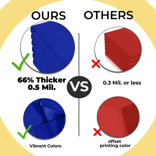 Exquisite 6-Pack Premium Plastic Tablecloth 54in. x 108in. Rectangle Plastic Table Cover Dark Blue {4}