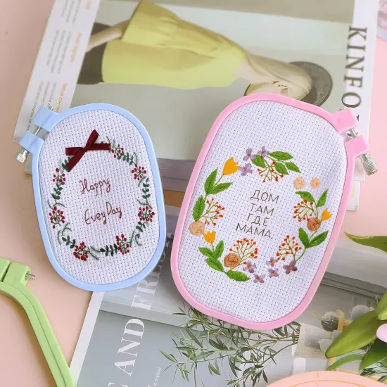 5 Pack ABS Rectangular Embroidery Hoops Set, Cross Stitch Hoops 5 Inch 6 Inch 10 Inch 12 Inch 15 Inch Plastic Candy Color Embroidery Hoop for DIY Embroidery Craft {3}