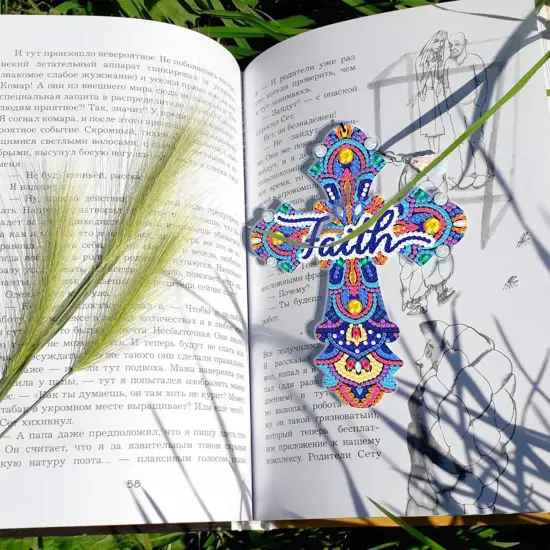 6-Piece Cross Diamond Art Painting Bookmark Kits for Kids & Adults {3}