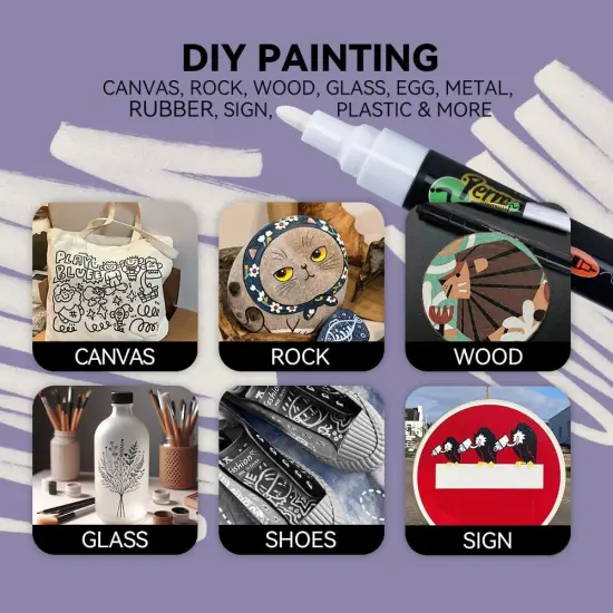 2 White Dual-tip Permanent Paint Markers Oil Based Waterproof {5}