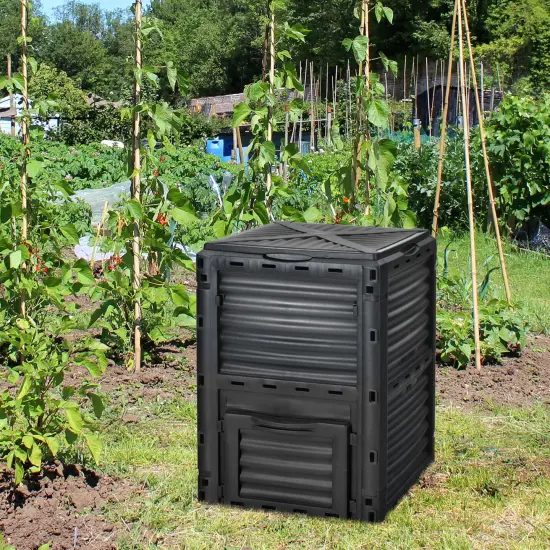 80-Gallon PP Composter Bin with Ventilation and Easy Access Door Black {3}