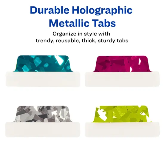 Avery Margin Ultra Tabs, 2.5" x 1", Holographic Jewel Tone Prism Designs, 32 Repositionable Sticky Tabs (2 Pack of 74147) {2}
