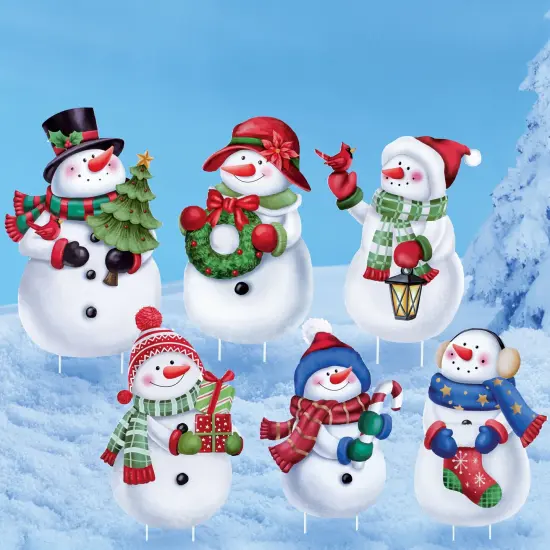 Collections Etc Holiday Snowmen Festive Garden Stakes - Set of 6 {1}
