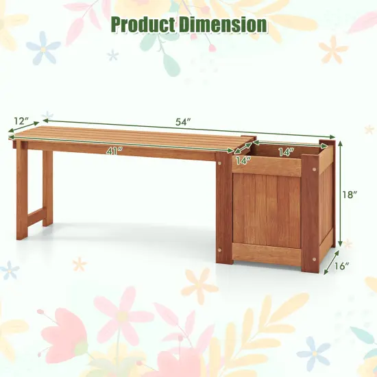 Natural Wood Garden Bench with Built-In Planter Box and Weather-Resistant Outdoor Seating {5}