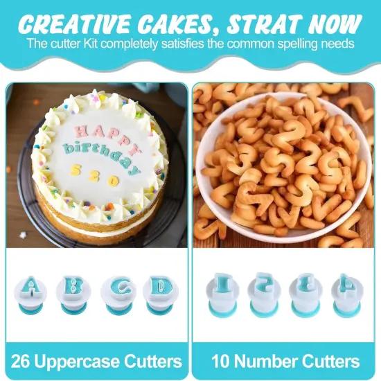 36 Pieces Alphabet & Number Fondant Cake Mold, Cookie Stamp Impress {5}
