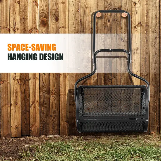 24 Inch Black Peat Moss Spreader with U-shape Handle and Metal Frame {5}