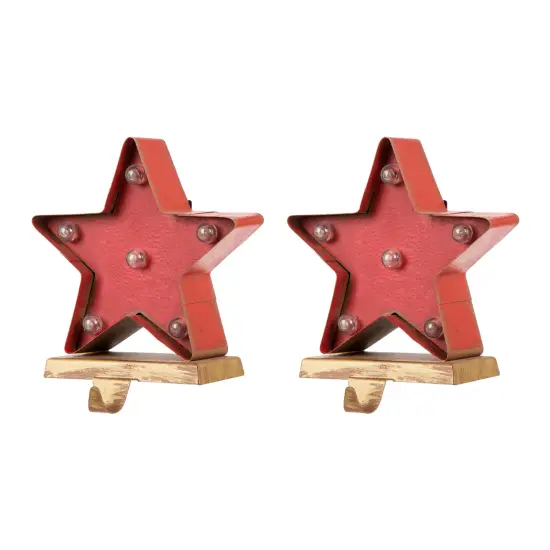 Set of 2 7.5"H Marquee LED Star Stocking Holder {5}