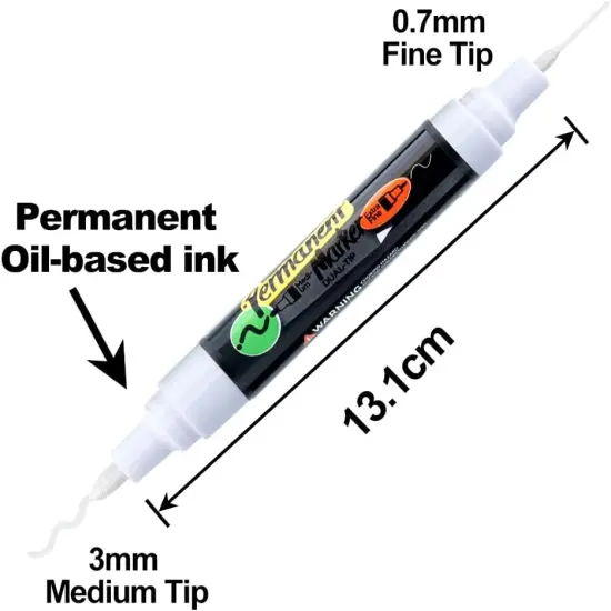 2 White Dual-tip Permanent Paint Markers Oil Based Waterproof {2}