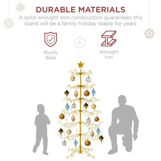 Best Choice Products Wrought Iron Ornament Display Christmas Tree w/ Easy Assembly, Stand Gold {4}
