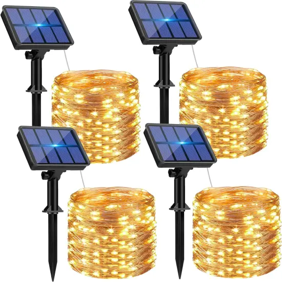 4 Pack Solar String Lights Outdoor - 320LED 132FT Solar Fairy Lights Waterproof 8 Modes {1}