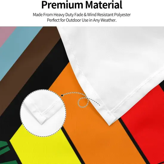 Progress Pride Flag 3x5 Foot LGBTQ Rainbow Lesbian Gay Bisexual Trans Flags with Brass Grommets for Outside Yard Outdoor Lawn {5}