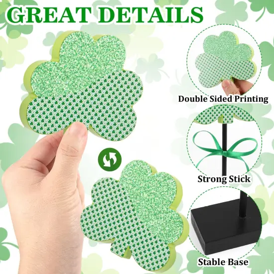 3 Pieces St. Patrick's Day Tiered Tray Decor, St. Patrick's Table Decor Shamrock Wooden Set, Irish-Themed Shamrock Decor, Green Lucky Shamrocks for Home Decor (Light Green) {5}