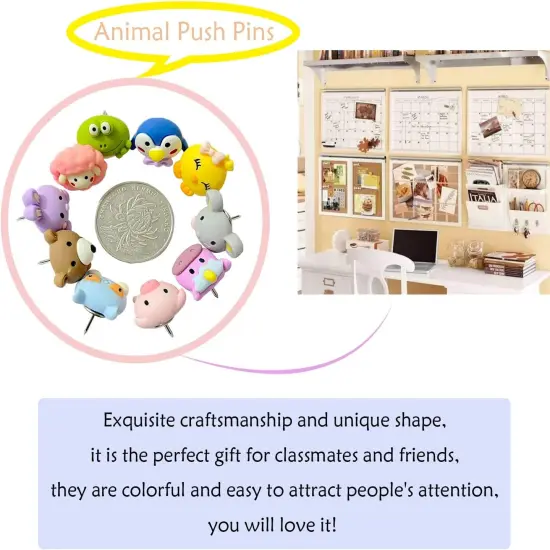 30 Pcs Animal Push Pins Decorative Push Pins Cute Animal Thumbtack for for Cork Board, Photo Wall, Map {3}