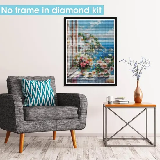 5D Diamond Art Kits for Adults Flowers Outside The Window, Full Drill Diamond Art House Pictures Paint with Diamonds, DIY Cross Stitch Jewel Art Rhinestone Craft for Home Wall Decor 12x16 Inch {2}