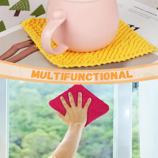 Knitting Kit for Beginners, Complete Beginner Knitting Kit Easy Knitting Set Including Knitting Needles Set Cotton Yarn, Learn to Knit Dishcloth with Step-by-Step Instructions, Colorful {3}