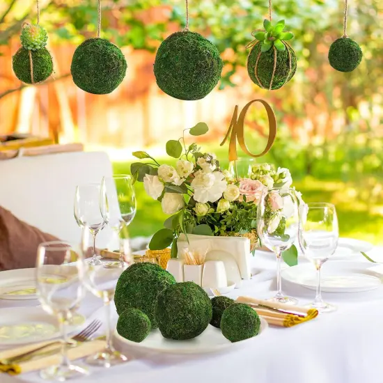 Moss Decorative Ball Natural Green, Handmade Moss Ball Spheres, Vase Fillers for Christmas Garden Home Wedding Party Decoration {5}