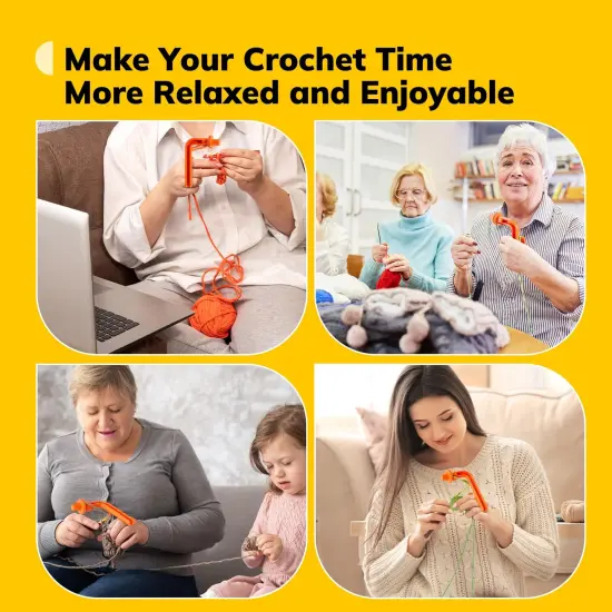 Crochet Holder for Beginners - Crochet Helper to Learn How to Crochet and Make Magic Rings, 3 in 1 Magic Rings Tool, Yarn Tension Regulator and Yarn Guide Tool, Crochet Tool for Beginners (Orange) {3}